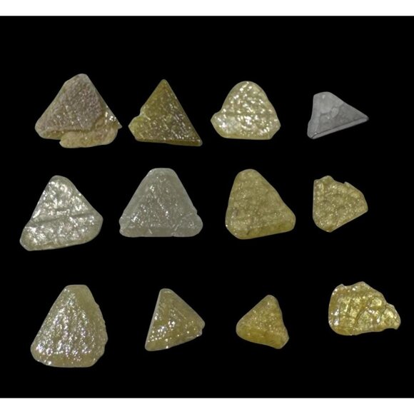 Diamond Crystals Lot of 12 - Raw Uncut Trigon Triangle Natural Specimen Rough - Picture 3 of 10